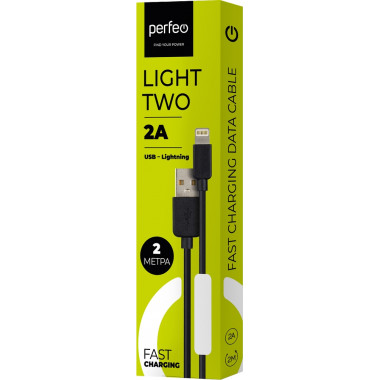 I4321 USB A вилка - Lightning вилка, 2A, черный, длина 2 м., TWO I4321 USB A вилка - Lightning вилка, 2A, черный, длина 2 м., TWO