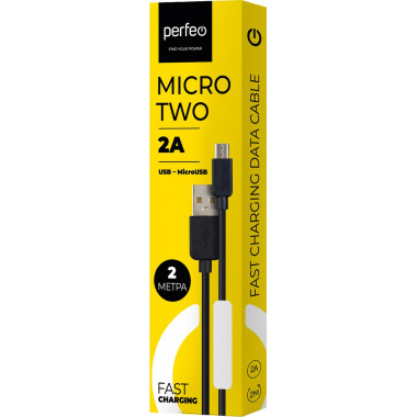 U4010 USB A вилка - Micro USB вилка, 2A, черный, длина 2 м., Micro TWO U4010 USB A вилка - Micro USB вилка, 2A, черный, длина 2 м., Micro TWO