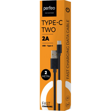 U4707 USB A вилка - Type-C вилка, 2A, черный, длина 2 м., Type-C TWO U4707 USB A вилка - Type-C вилка, 2A, черный, длина 2 м., Type-C TWO