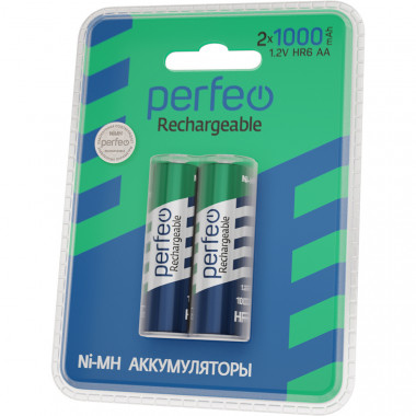 Perfeo AA1000mAh/2BL Аккумулятор Пластик Perfeo AA1000mAh/2BL Аккумулятор Пластик