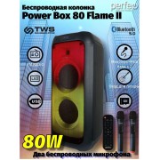 «Power Box 80 Flame II» BT, EQ, USB, microSD, AUX, FM, MIC, GT, TWS, LED, ПДУ, 2 б/п микрофона (PF_D0047)