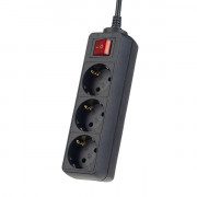 POWERMATE с кнопкой 3,0м, 3 розетки, черный PF-PM-3/3,0-B (PF_A4678)
