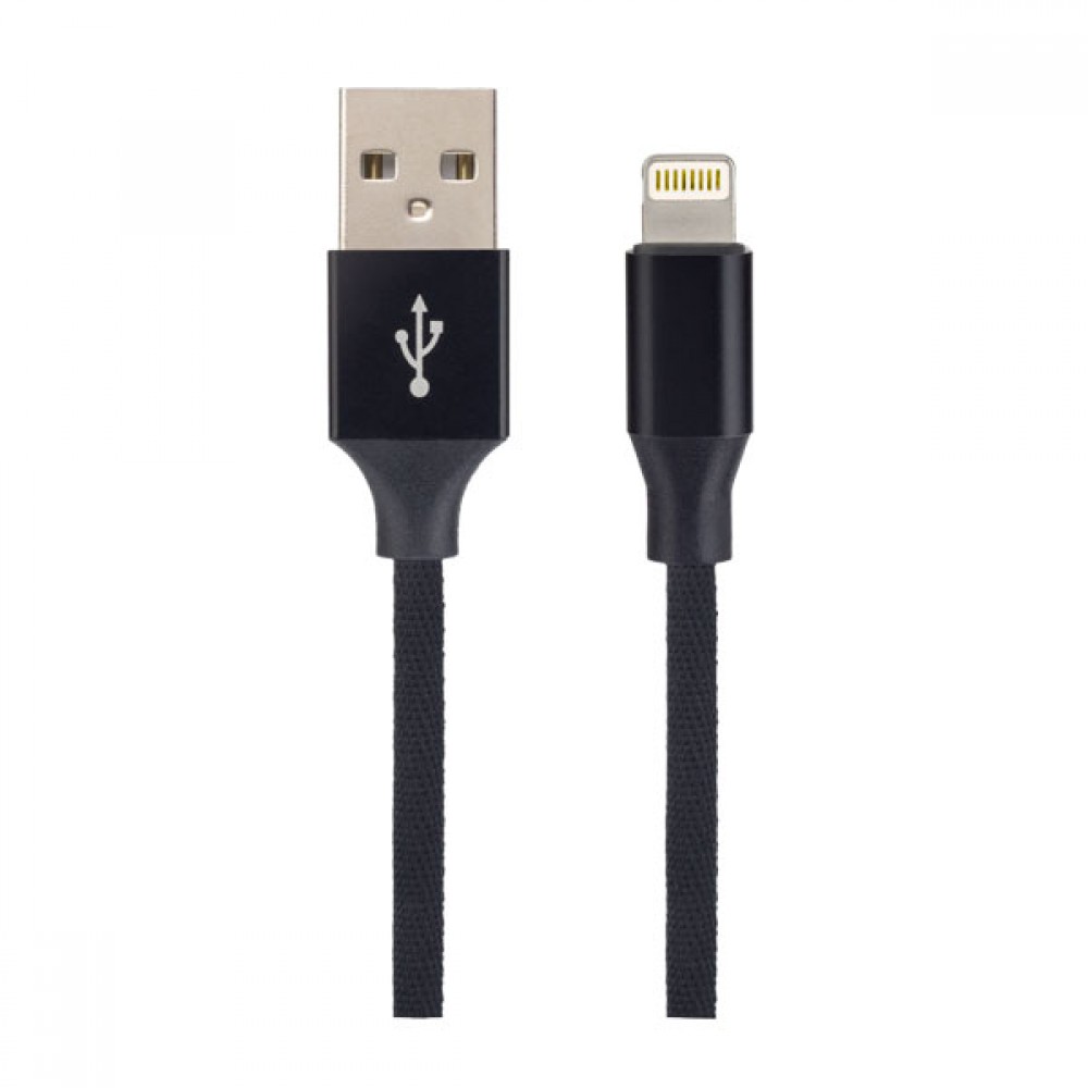 Плоский мультимедийный кабель для iPhone, USB - 8 PIN (Lightning), черный,  длина 2 м., бокс (I4317) купить недорого с доставкой в Москве и всей России!