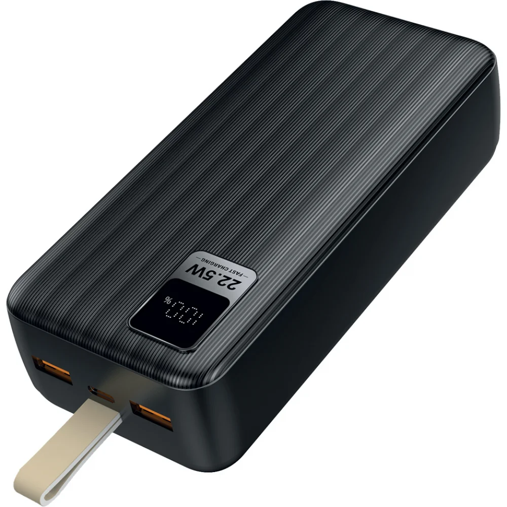 WATERFALL30000mAh/LEDдисплей/PD+QC3.0/Type-C/2USB/Выход:5A,max22.5W/Black